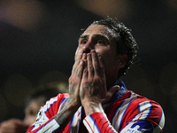 Jose Maria Gimenez centre-back of Atletico de Madrid and Uruguay celebrates after scoring his sides first goal during the UEFA Champions Lea...