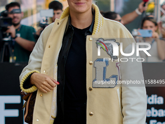 Noemie Merlant arrives at the Maria Cristina Hotel during the 72nd San Sebastian International Film Festival in San Sebastian, Spain, on Sep...