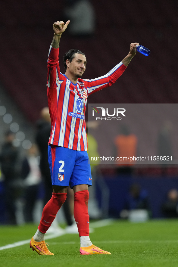 Jose Maria Gimenez centre-back of Atletico de Madrid and Uruguay celebrates victory with his supporters after winning the UEFA Champions Lea...