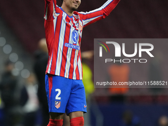 Jose Maria Gimenez centre-back of Atletico de Madrid and Uruguay celebrates victory with his supporters after winning the UEFA Champions Lea...