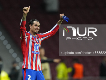 Jose Maria Gimenez centre-back of Atletico de Madrid and Uruguay celebrates victory with his supporters after winning the UEFA Champions Lea...