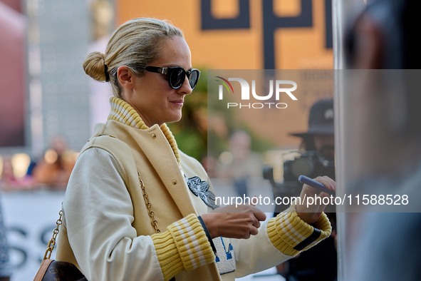 Noemie Merlant arrives at the Maria Cristina Hotel during the 72nd San Sebastian International Film Festival in San Sebastian, Spain, on Sep...