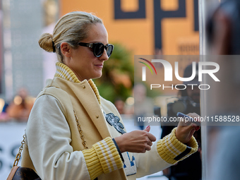 Noemie Merlant arrives at the Maria Cristina Hotel during the 72nd San Sebastian International Film Festival in San Sebastian, Spain, on Sep...