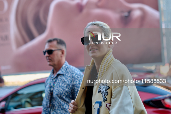 Noemie Merlant arrives at the Maria Cristina Hotel during the 72nd San Sebastian International Film Festival in San Sebastian, Spain, on Sep...