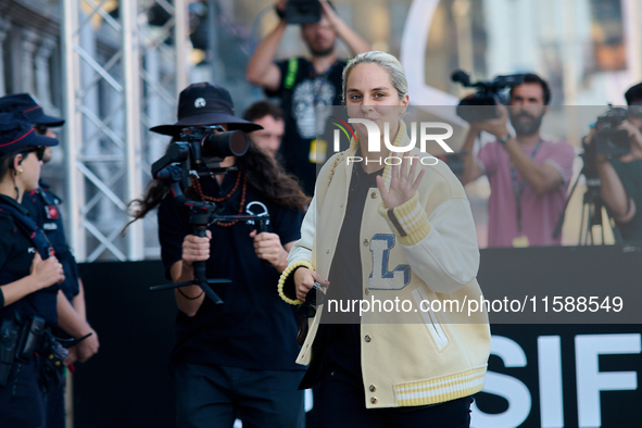 Noemie Merlant arrives at the Maria Cristina Hotel during the 72nd San Sebastian International Film Festival in San Sebastian, Spain, on Sep...