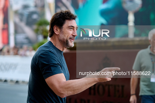 Javier Bardem arrives at the Maria Cristina Hotel during the 72nd San Sebastian International Film Festival in San Sebastian, Spain, on Sept...