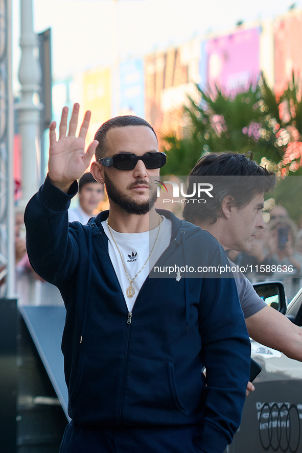 Antonio Alvarez, C Tangana, arrives at the Maria Cristina Hotel during the 72nd San Sebastian International Film Festival in San Sebastian,...