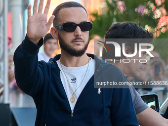 Antonio Alvarez, C Tangana, arrives at the Maria Cristina Hotel during the 72nd San Sebastian International Film Festival in San Sebastian,...