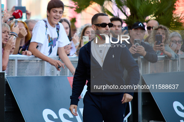 Antonio Alvarez, C Tangana, arrives at the Maria Cristina Hotel during the 72nd San Sebastian International Film Festival in San Sebastian,...