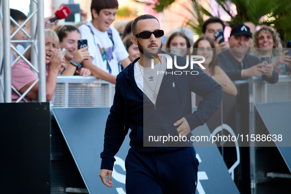 Antonio Alvarez, C Tangana, arrives at the Maria Cristina Hotel during the 72nd San Sebastian International Film Festival in San Sebastian,...