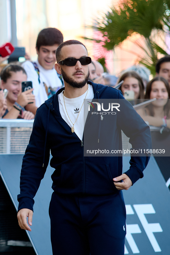 Antonio Alvarez, C Tangana, arrives at the Maria Cristina Hotel during the 72nd San Sebastian International Film Festival in San Sebastian,...