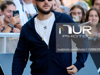 Antonio Alvarez, C Tangana, arrives at the Maria Cristina Hotel during the 72nd San Sebastian International Film Festival in San Sebastian,...