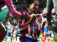 Jose Maria Gimenez centre-back of Atletico de Madrid and Uruguay celebrates after scoring his sides first goal during the UEFA Champions Lea...