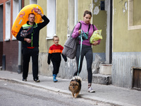 Residents are seen after Nysa Klodzka river flooded town of Lewin Brzeski in southwestern Poland, on September 19th, 2024. Storm Boris has c...