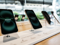 The new iPhone 16 Pro model is available at an Apple store in Bangkok, Thailand, on September 20, 2024. Apple now makes available to consume...