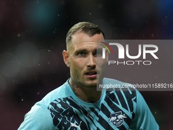 David Raum left-Back of RB Leipzig and Germany during the warm-up before the UEFA Champions League 2024/25 League Phase MD1 match between At...