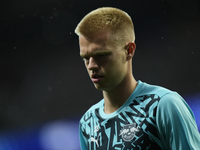 Arthur Vermeeren central midfield of RB Leipzig and Belgium during the warm-up before the UEFA Champions League 2024/25 League Phase MD1 mat...