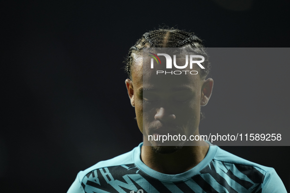 Xavi Simons attacking midfield of RB Leipzig and Netherlands during the warm-up before the UEFA Champions League 2024/25 League Phase MD1 ma...