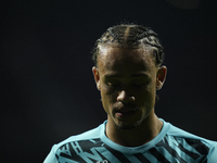 Xavi Simons attacking midfield of RB Leipzig and Netherlands during the warm-up before the UEFA Champions League 2024/25 League Phase MD1 ma...