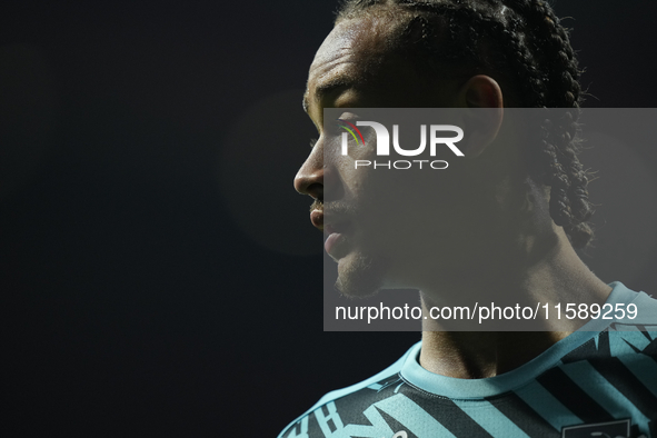 Xavi Simons attacking midfield of RB Leipzig and Netherlands during the warm-up before the UEFA Champions League 2024/25 League Phase MD1 ma...