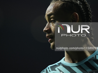 Xavi Simons attacking midfield of RB Leipzig and Netherlands during the warm-up before the UEFA Champions League 2024/25 League Phase MD1 ma...