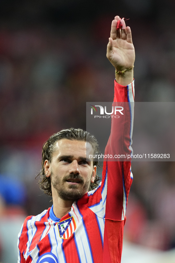 Antoine Griezmann second striker of Atletico de Madrid and France prior the UEFA Champions League 2024/25 League Phase MD1 match between Atl...