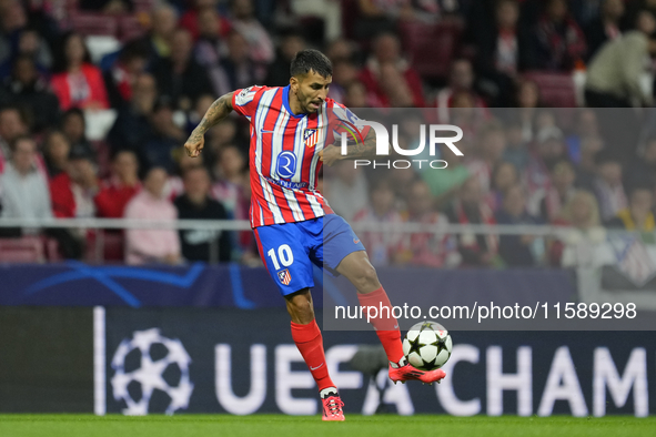 Angel Correa right winger of Atletico de Madrid and Argentina during the UEFA Champions League 2024/25 League Phase MD1 match between Atleti...