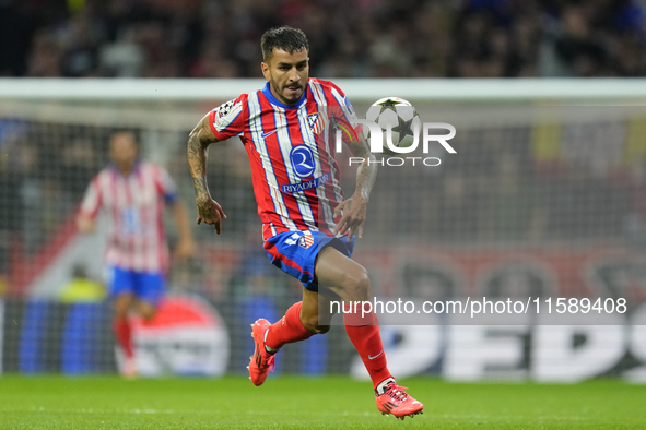 Angel Correa right winger of Atletico de Madrid and Argentina during the UEFA Champions League 2024/25 League Phase MD1 match between Atleti...