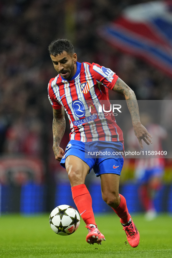 Angel Correa right winger of Atletico de Madrid and Argentina during the UEFA Champions League 2024/25 League Phase MD1 match between Atleti...