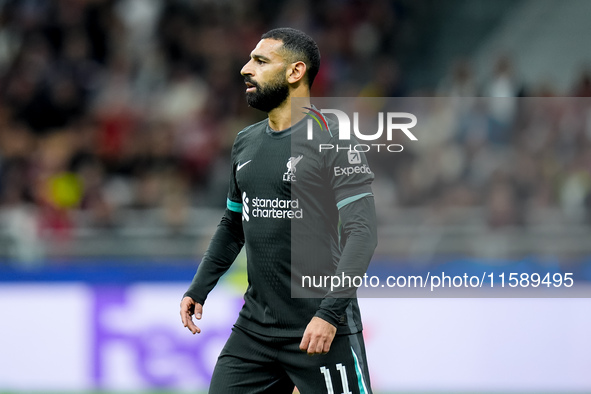 Mohamed Salah of Liverpool FC looks on during the UEFA Champions League 2024/25 League Phase MD1 match between AC Milan and Liverpool FC at...