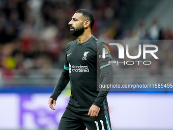 Mohamed Salah of Liverpool FC looks on during the UEFA Champions League 2024/25 League Phase MD1 match between AC Milan and Liverpool FC at...