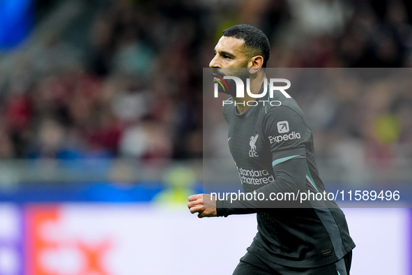 Mohamed Salah of Liverpool FC looks on during the UEFA Champions League 2024/25 League Phase MD1 match between AC Milan and Liverpool FC at...