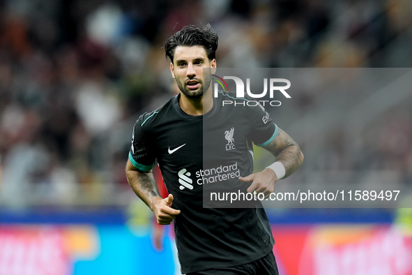 Dominik Szoboszlai of Liverpool FC looks on during the UEFA Champions League 2024/25 League Phase MD1 match between AC Milan and Liverpool F...