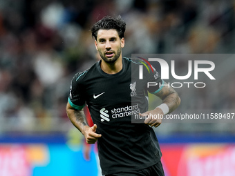 Dominik Szoboszlai of Liverpool FC looks on during the UEFA Champions League 2024/25 League Phase MD1 match between AC Milan and Liverpool F...