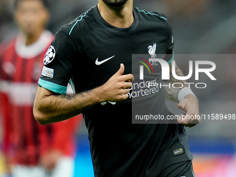 Dominik Szoboszlai of Liverpool FC looks on during the UEFA Champions League 2024/25 League Phase MD1 match between AC Milan and Liverpool F...