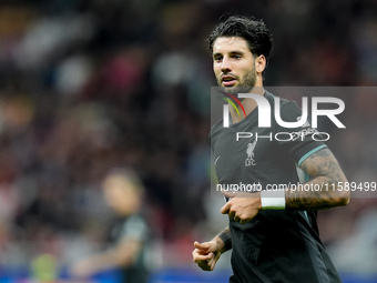 Dominik Szoboszlai of Liverpool FC looks on during the UEFA Champions League 2024/25 League Phase MD1 match between AC Milan and Liverpool F...