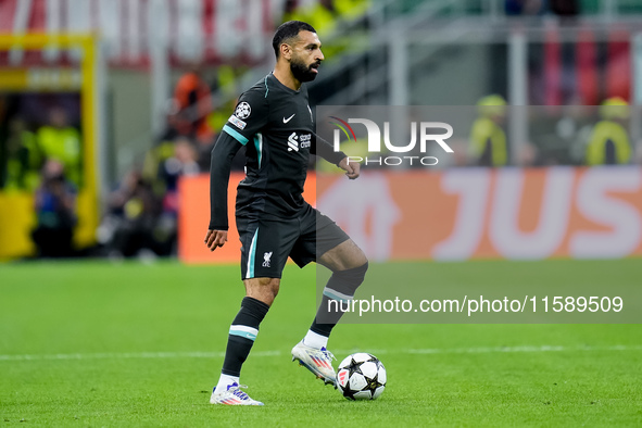 Mohamed Salah of Liverpool FC during the UEFA Champions League 2024/25 League Phase MD1 match between AC Milan and Liverpool FC at Stadio Sa...