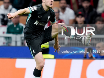 Diogo Jota of Liverpool FC controls the ball during the UEFA Champions League 2024/25 League Phase MD1 match between AC Milan and Liverpool...