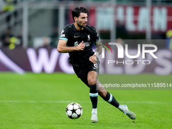 Dominik Szoboszlai of Liverpool FC during the UEFA Champions League 2024/25 League Phase MD1 match between AC Milan and Liverpool FC at Stad...