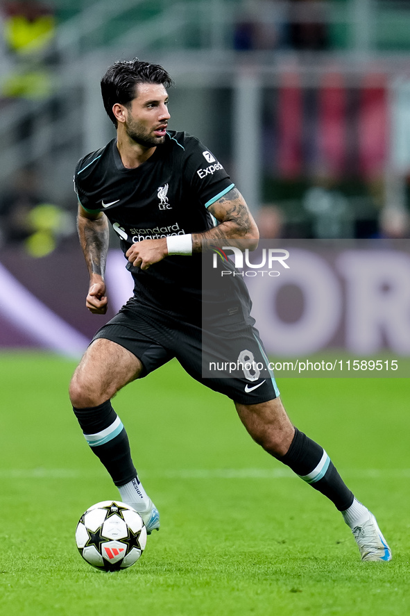 Dominik Szoboszlai of Liverpool FC during the UEFA Champions League 2024/25 League Phase MD1 match between AC Milan and Liverpool FC at Stad...