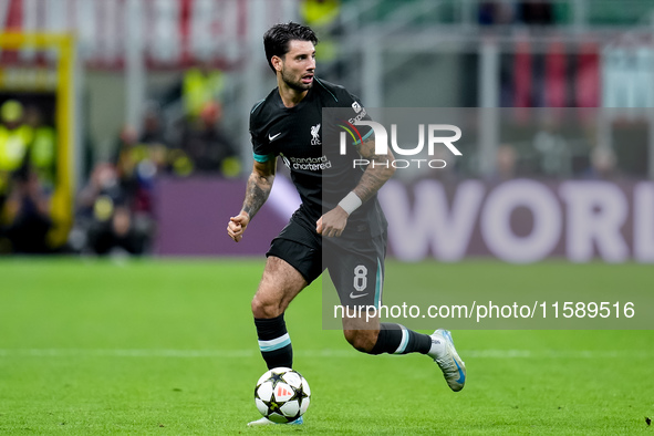 Dominik Szoboszlai of Liverpool FC during the UEFA Champions League 2024/25 League Phase MD1 match between AC Milan and Liverpool FC at Stad...