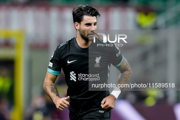 Dominik Szoboszlai of Liverpool FC looks on during the UEFA Champions League 2024/25 League Phase MD1 match between AC Milan and Liverpool F...