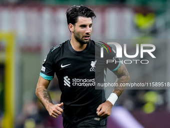 Dominik Szoboszlai of Liverpool FC looks on during the UEFA Champions League 2024/25 League Phase MD1 match between AC Milan and Liverpool F...