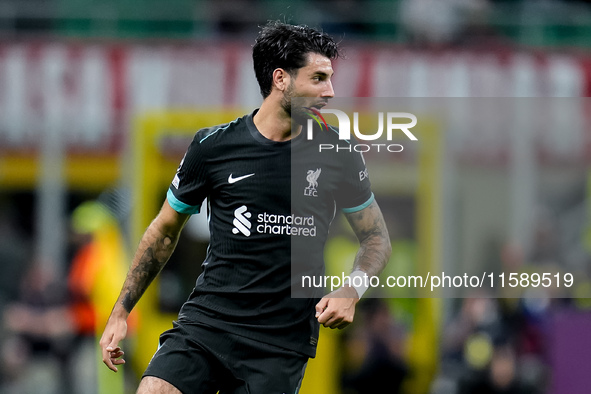 Dominik Szoboszlai of Liverpool FC looks on during the UEFA Champions League 2024/25 League Phase MD1 match between AC Milan and Liverpool F...