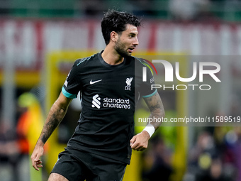 Dominik Szoboszlai of Liverpool FC looks on during the UEFA Champions League 2024/25 League Phase MD1 match between AC Milan and Liverpool F...