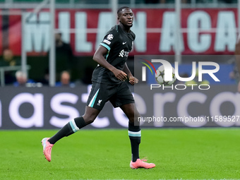 Ibrahima Konate' of Liverpool FC during the UEFA Champions League 2024/25 League Phase MD1 match between AC Milan and Liverpool FC at Stadio...