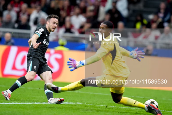 Diogo Jota of Liverpool FC during the UEFA Champions League 2024/25 League Phase MD1 match between AC Milan and Liverpool FC at Stadio San S...