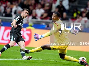 Diogo Jota of Liverpool FC during the UEFA Champions League 2024/25 League Phase MD1 match between AC Milan and Liverpool FC at Stadio San S...