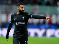 Mohamed Salah of Liverpool FC gestures during the UEFA Champions League 2024/25 League Phase MD1 match between AC Milan and Liverpool FC at...