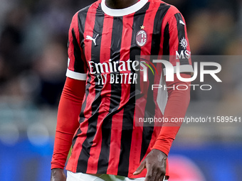 Fikayo Tomori of AC Milan looks on during the UEFA Champions League 2024/25 League Phase MD1 match between AC Milan and Liverpool FC at Stad...